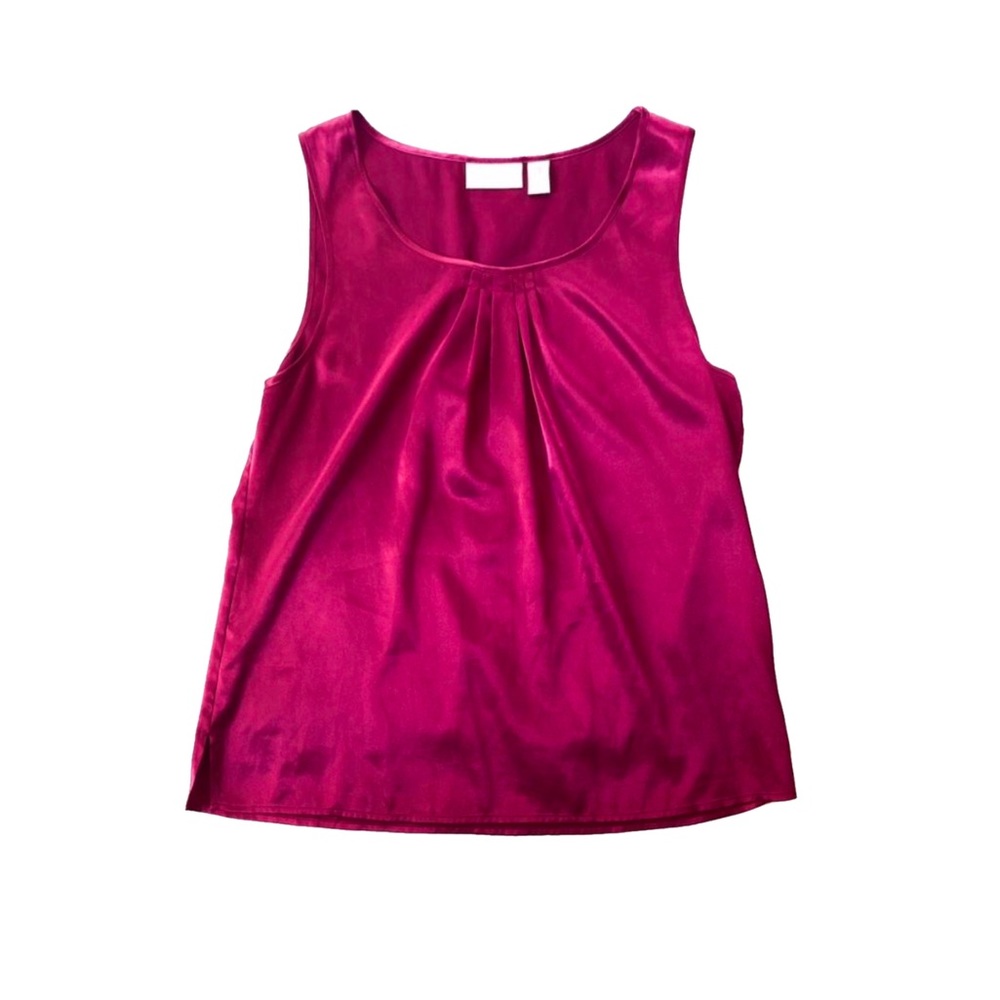 y2k vintage magenta silk satin tank top blouse